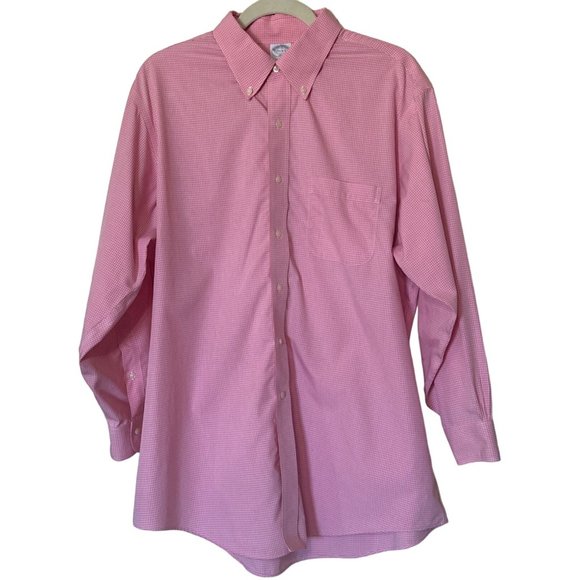 Brooks Brothers Regent Polo Button-Down Shirt Pink Cotton Men Size 17 1/2 (READ) - Picture 1 of 16